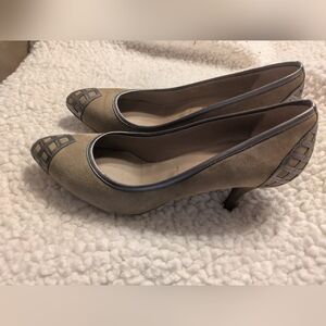 Bruno Magli Suede Mid-Heel Pump with Lattice Accent